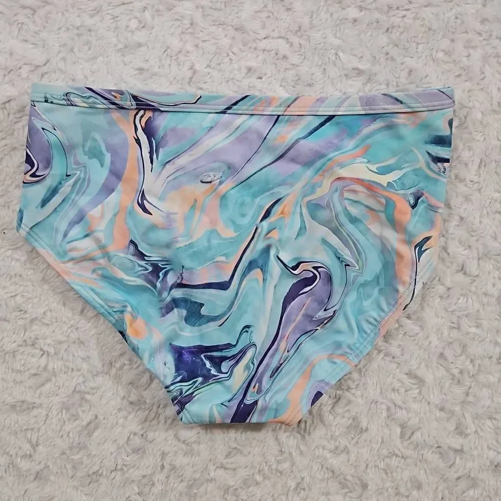 Athleta Girl Size 14 XL Tie Dye Ocean Marble Swim Bottoms Only NWOT